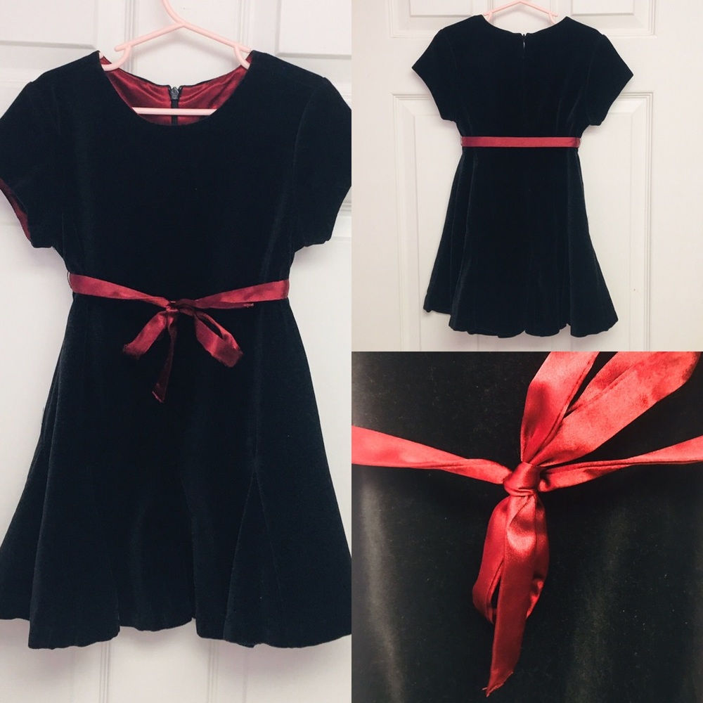 Children’s Place Girls Black Velvet A-Line Dress